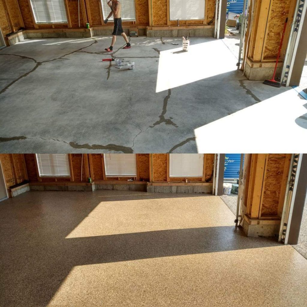 Stained Floor Project in Calgary Before and After