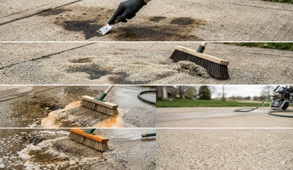 How to Remove Oil Stains From a Concrete Driveway