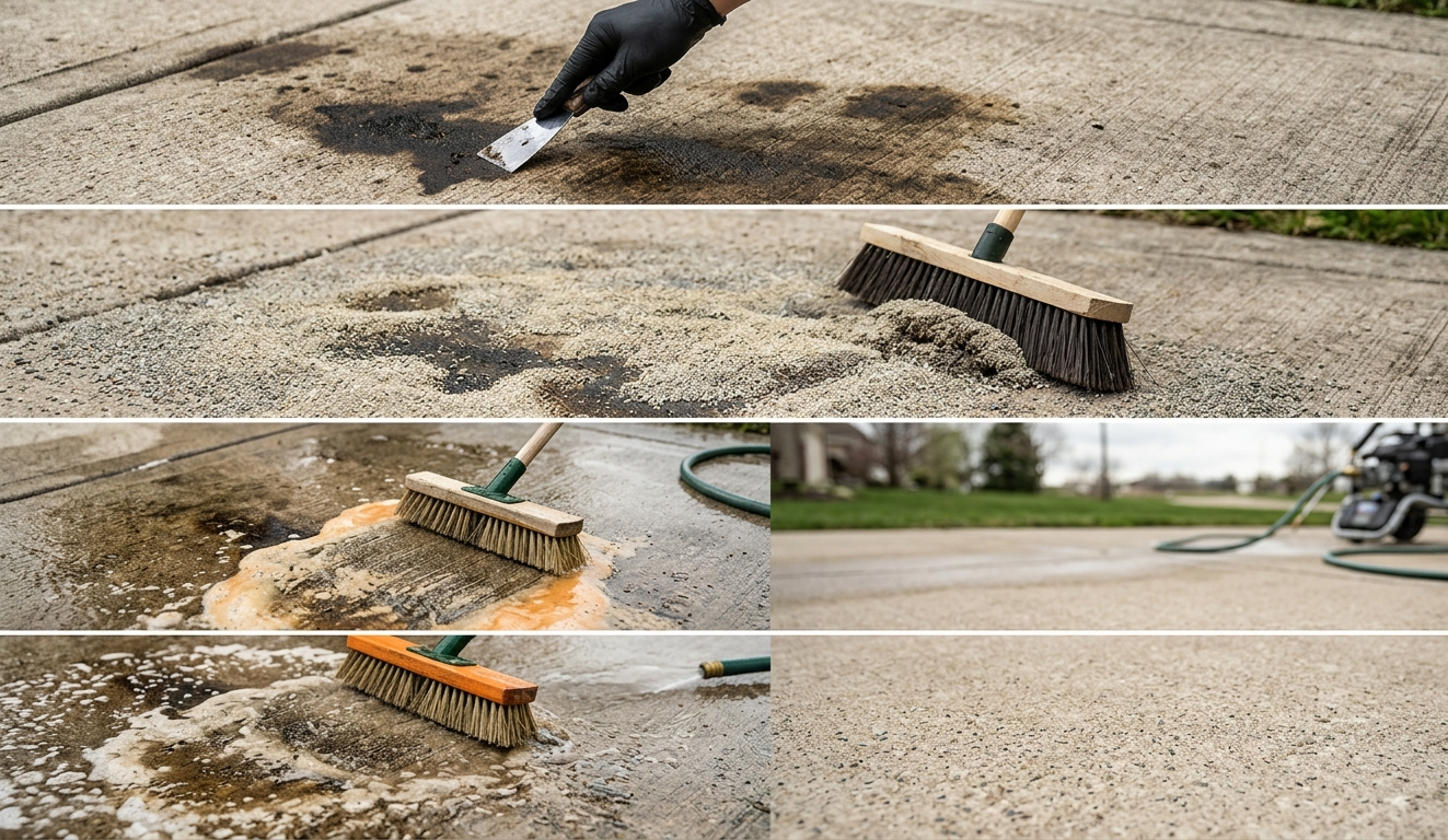 How to Remove Oil Stains From a Concrete Driveway