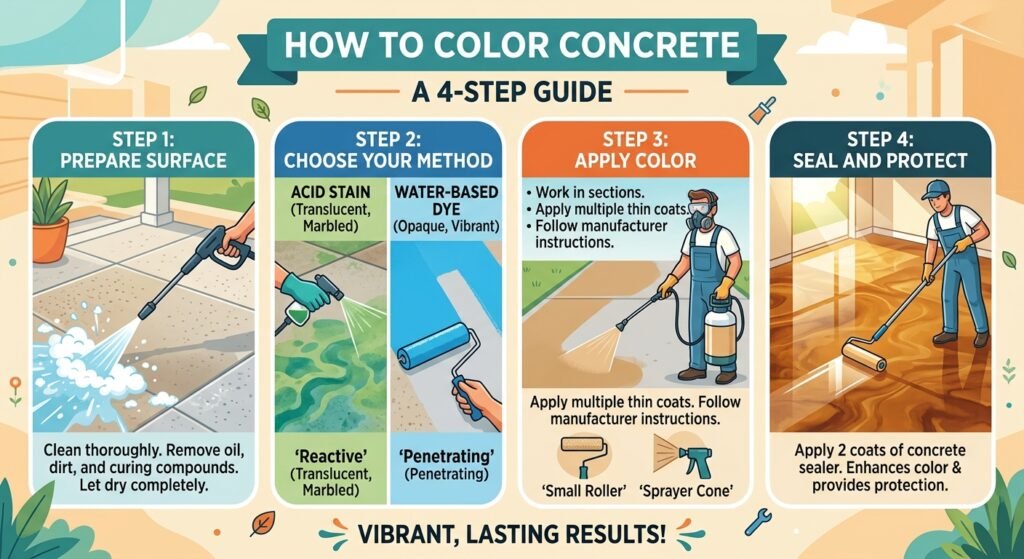 How to Color Concrete: 5 Methods, Costs & Pro Tips
