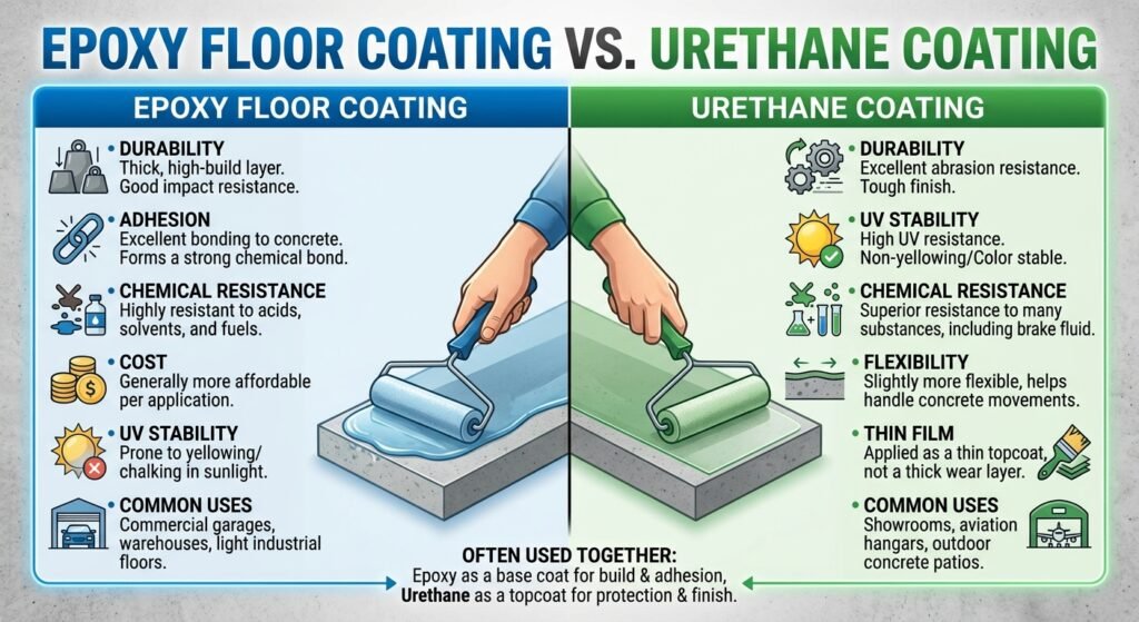 Epoxy Floor Coating vs. Urethane Coating | Which Is Best for Calgary Garages?