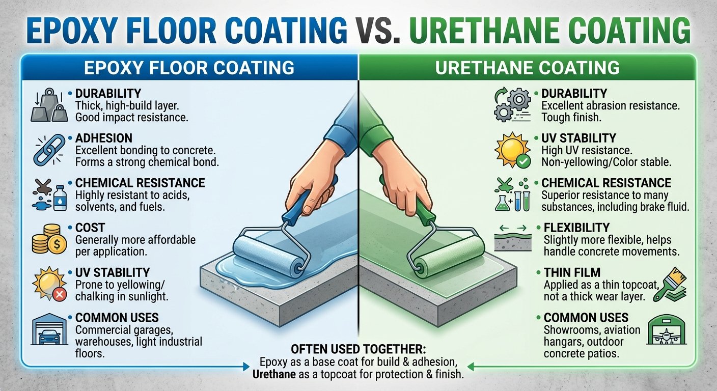 Epoxy Floor Coating vs. Urethane Coating | Which Is Best for Calgary Garages?